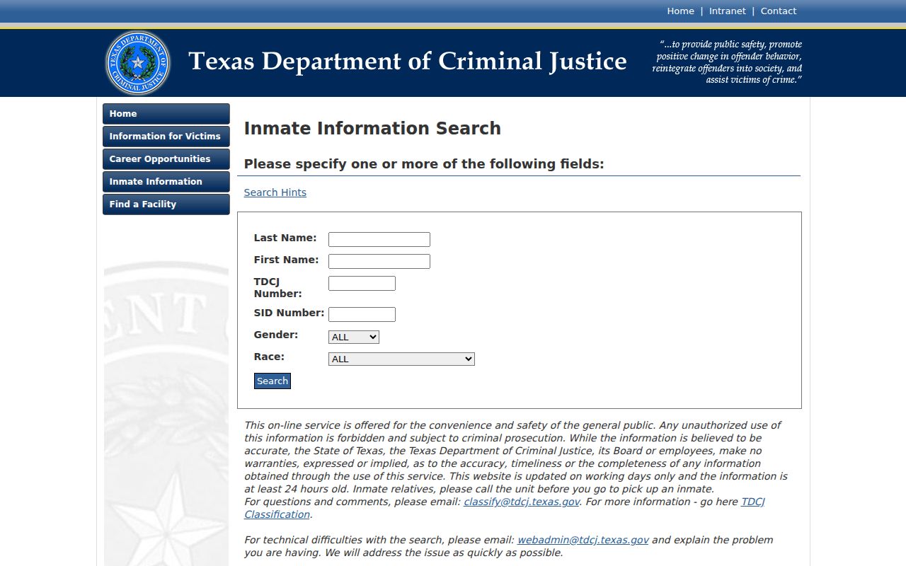 Cochran County arrest lookup Texas state inmate search