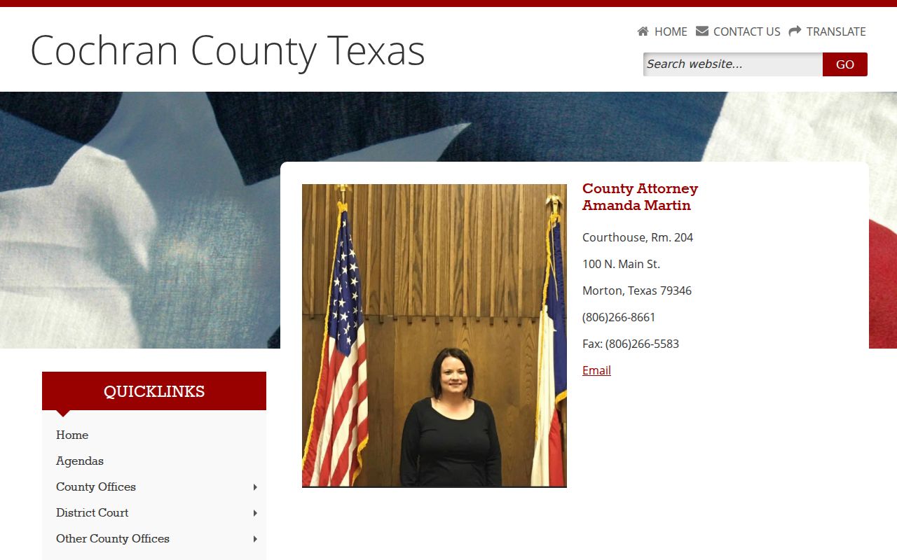 Cochran County criminal court case County Attorney contact