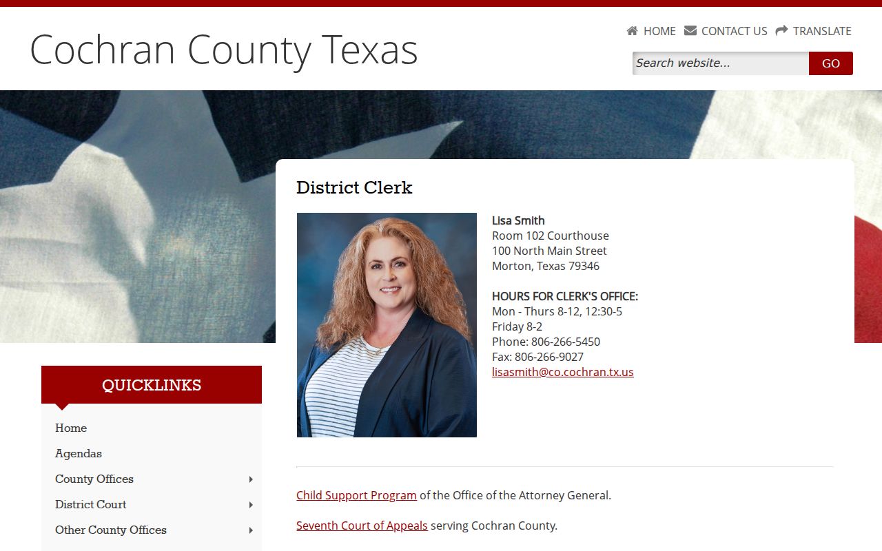 Cochran County criminal case combined clerk office information