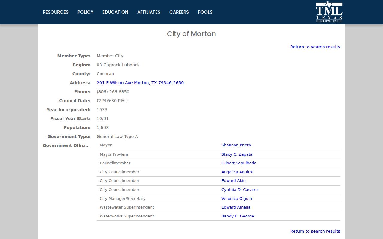 Morton criminal records municipal profile