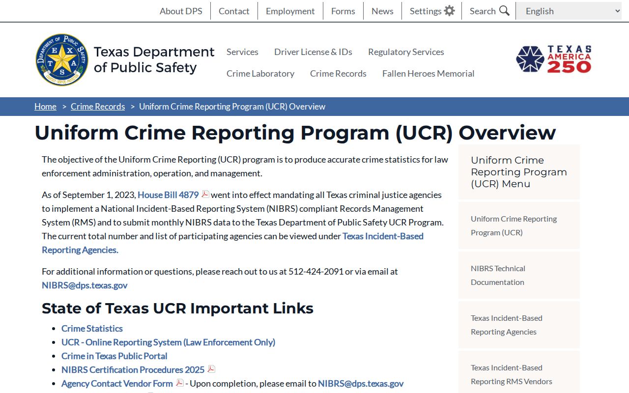 Morton criminal records Texas UCR and NIBRS information
