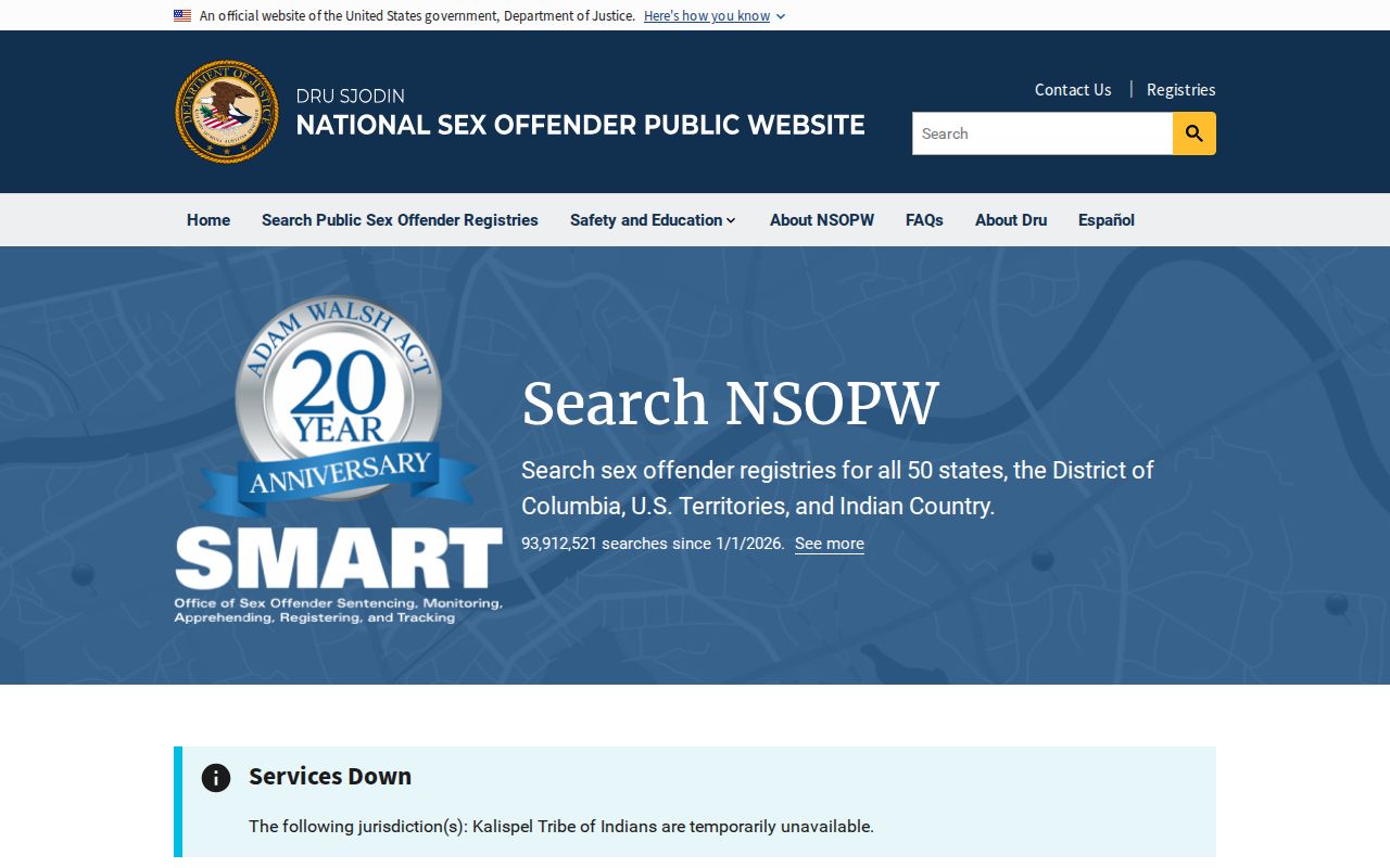 National search layer for a Cochran County sex offender registry check