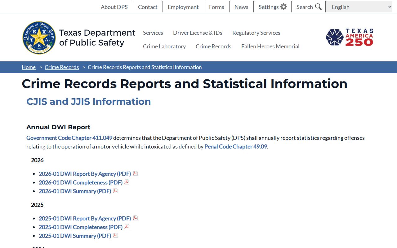Whiteface criminal records official Texas crime reports