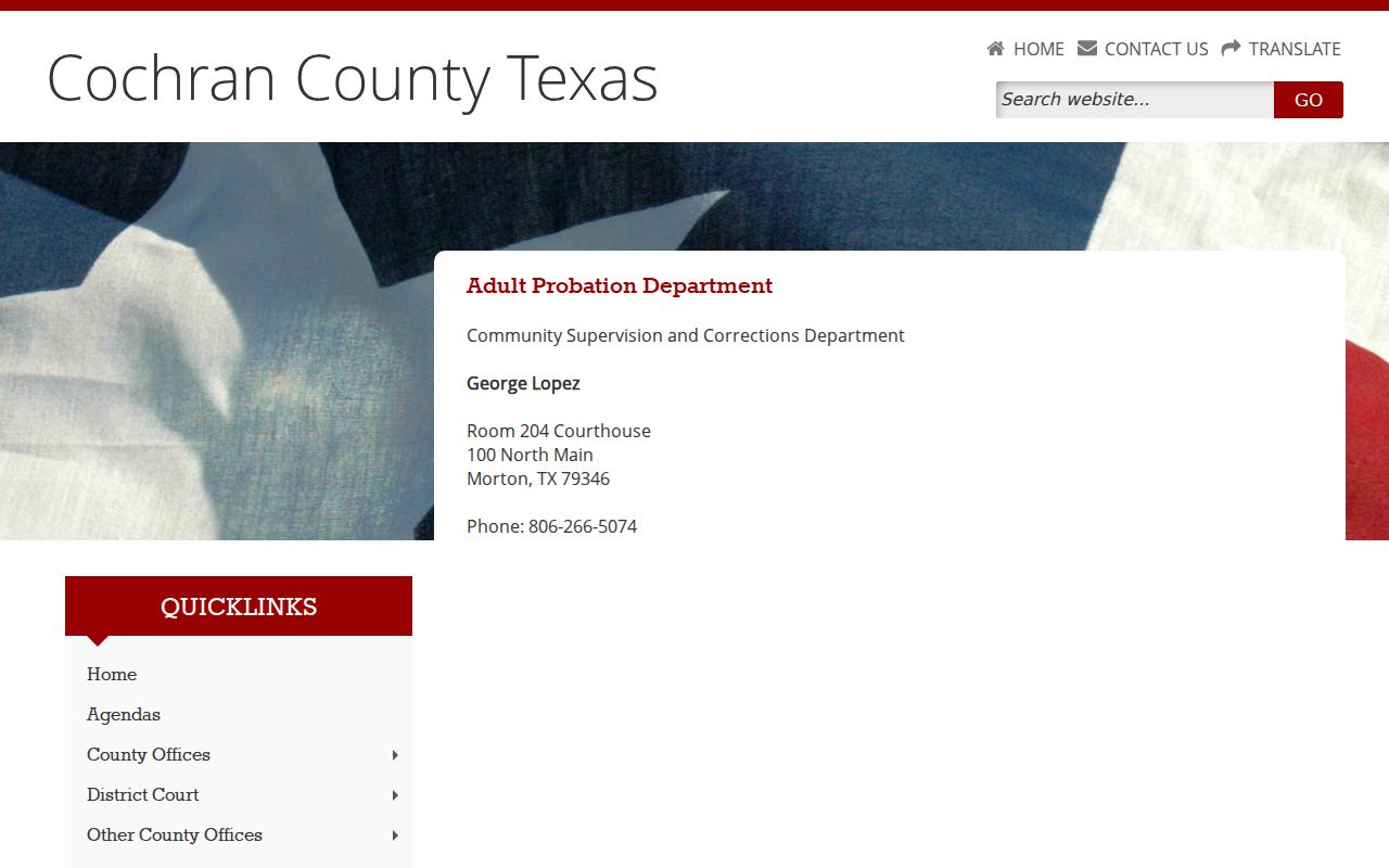 Cochran County criminal history adult probation office information